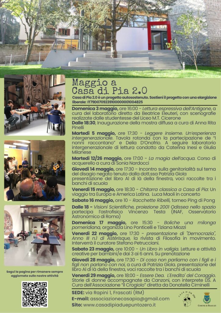 programma maggio 2026 casa di pia